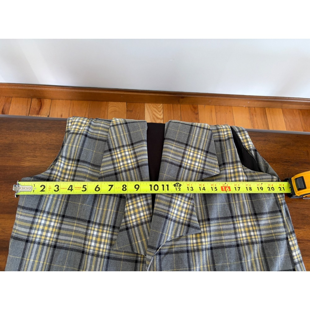 Plaid Long Open Sleeveless Vest Blazer Maxi L/XL - Picture 9 of 10